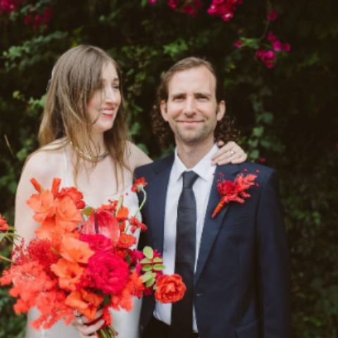 Kyle Mooney with his long-time girlfriend turned-wife, Kate Lyn Sheil, an American actress